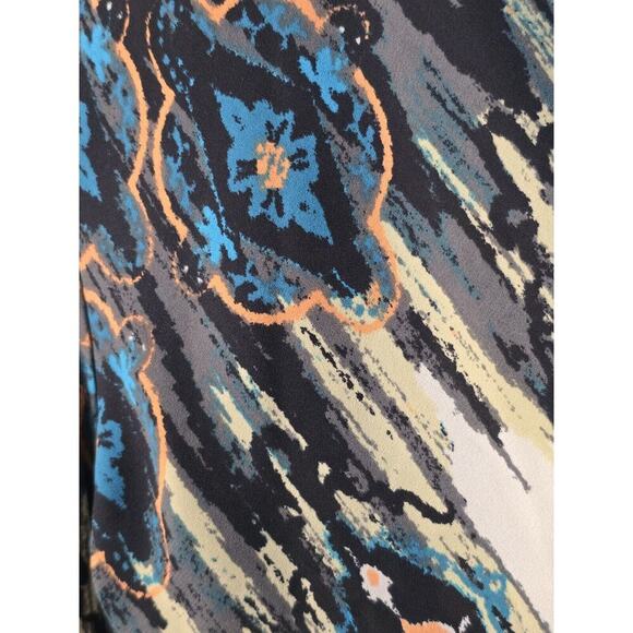 Multiples Women's Multicolor Italian Tile Print Split Neck Long Sleeve Top Large - Picture 4 of 6